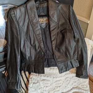 Black Peplum Style Genuine Leather Jacket!!